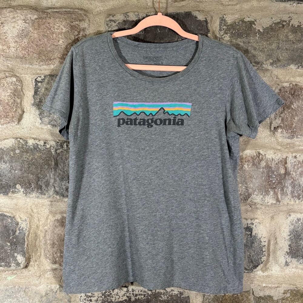 Patagonia Men’s Graphic Logo Tee Gray Short Sleeve Outdoor Casual Shirt Gorpcore